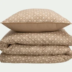 alinea Parure De Lit*Housse de couette 260x240cm et 2 taies d'oreiller 63x63cm en coton lavé - Beige