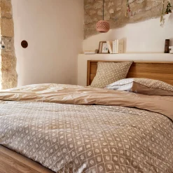 alinea Parure De Lit*Housse de couette 260x240cm et 2 taies d'oreiller 63x63cm en coton lavé - Beige