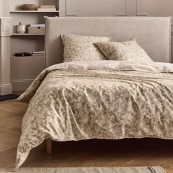alinea Parure De Lit*Housse de couette 240x220cm et 2 taies d'oreiller 63x63cm en percale de coton motif floral - Beige