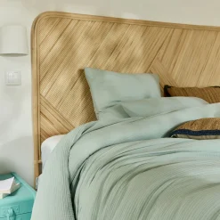 alinea Parure De Lit*Housse de couette 240x220cm et 2 taies d'oreiller 63x63cm en double gaze de coton - littoral Bleu