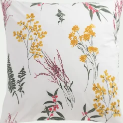 alinea Parure De Lit*Housse de couette 240x220cm et 2 taies d'oreiller 63x63cm en percale de coton lavé motif floral - Jaune