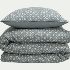 alinea Parure De Lit*Housse de couette 240x220cm et 2 taies d'oreiller 63x63cm en coton lavé - Bleu