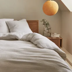 alinea Parure De Lit*Housse de couette 260x240cm et 2 taies d'oreiller 63x63cm en double gaze de coton - Blanc
