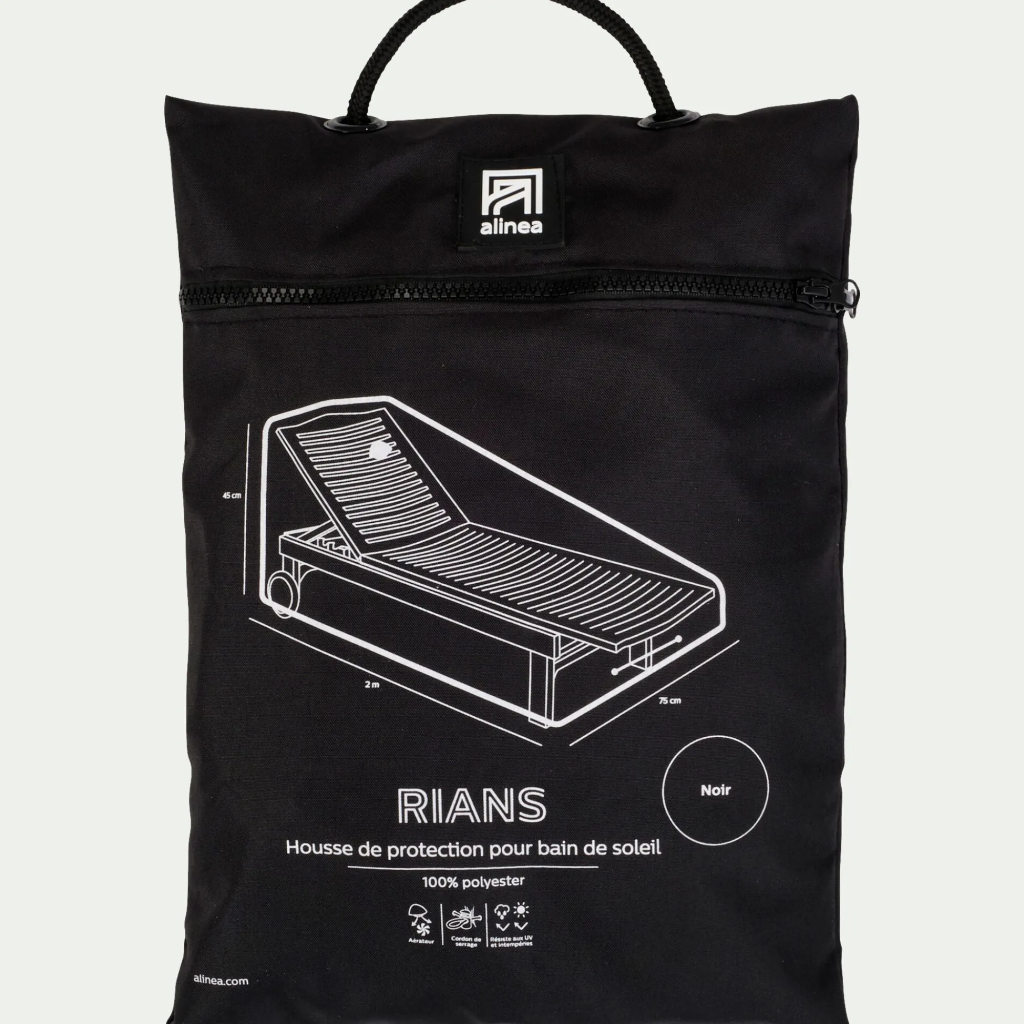 alinea Housse De Protection*Housse de protection pour transat (L200x75xH45cm) - Noir