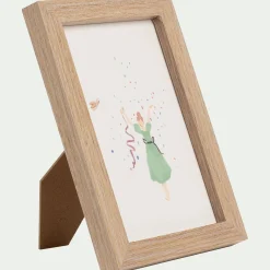 alinea Matelas Enfant|Déco Murale*Illustration encadrée motif Sarah en robe verte 12x17cm - bois clair