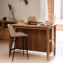 alinea Îlot Central*Ilot central de cuisine avec rangement en acacia L125cm - Bois foncé