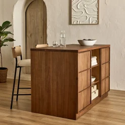 alinea Îlot Central*Ilot central de cuisine avec rangement en acacia L140cm - Bois foncé