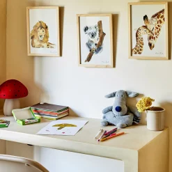 alinea Matelas Enfant|Déco Murale*Image aquarelle encadrée famille de girafes - A4 Naturel