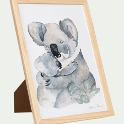 alinea Matelas Enfant|Déco Murale*Image aquarelle encadrée famille de koalas - A4 Naturel