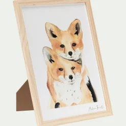 alinea Matelas Enfant|Déco Murale*Image aquarelle encadrée famille de renards - A4 Naturel
