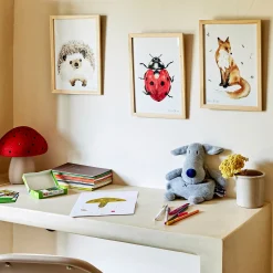alinea Matelas Enfant|Déco Murale*Image aquarelle encadrée famille de renards - A4 Naturel