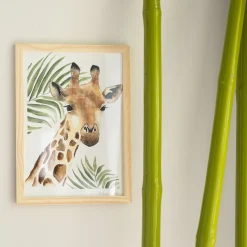 alinea Matelas Enfant|Déco Murale*Image aquarelle encadrée girafe - A4 Naturel