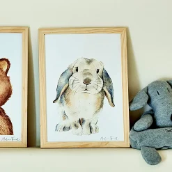 alinea Matelas Enfant|Déco Murale*Image aquarelle encadrée Lapin bélier - A4