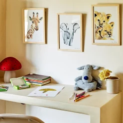 alinea Matelas Enfant|Déco Murale*Image aquarelle encadrée Éléphant - A4 Beige