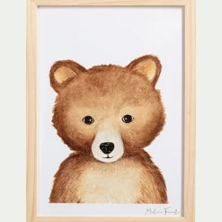 alinea Matelas Enfant|Déco Murale*Image aquarelle encadrée ourson - A4