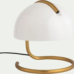 alinea Lampe À Poser*Lampe à poser design en acier et verre H25cm - Blanc