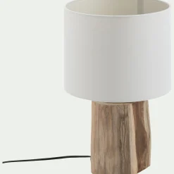 alinea Lampe De Chevet|Lampe À Poser*Lampe à poser en bois d'acacia - blanc D12xH39cm Naturel