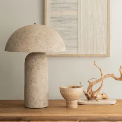 alinea Lampe De Chevet|Lampe À Poser*Lampe à poser électrifiée en céramique et papier mâché H31cm - Beige