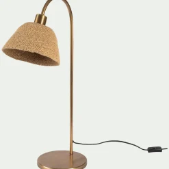 alinea Lampe À Poser*Lampe à poser électrifiée en métal et jonc de mer H68cm - Doré