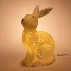 alinea Lampe Chambre Enfant|Commode Enfant*Lampe à poser électrifiée forme lapin en porcelaine H26,5cm - Blanc