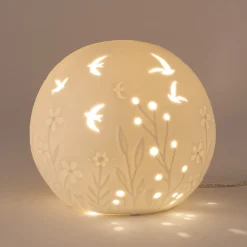alinea Matelas Enfant|Lampe Chambre Enfant*Lampe à poser électrifiée forme globe ajouré en porcelaine D16cm - Blanc