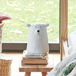 alinea Lampe Chambre Enfant|Commode Enfant*Lampe à poser électrifiée forme ours en porcelaine H16,2cm - Blanc