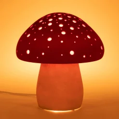 alinea Matelas Enfant|Lampe Chambre Enfant*Lampe à poser électrifiée forme champignon en porcelaine H22cm - Rouge