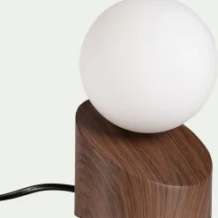 alinea Lampe De Chevet|Lampe À Poser*Lampe à poser tactile en fer effet bois foncé H16cm- Naturel