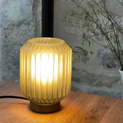 alinea Lampe De Chevet|Lampe De Bureau*Lampe de table en verre et acier H17cm - Gris