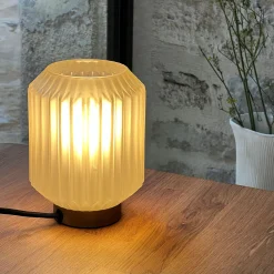 alinea Lampe De Chevet|Lampe De Bureau*Lampe de table en verre et acier H17cm - Blanc