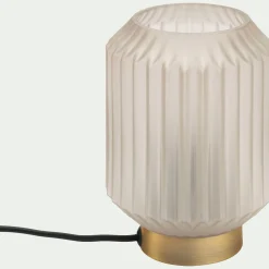 alinea Lampe De Chevet|Lampe De Bureau*Lampe de table en verre et acier H17cm - Blanc