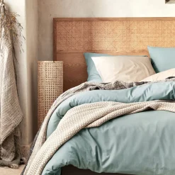 alinea Parure De Lit*Linge de lit uni en coton - calaluna Bleu