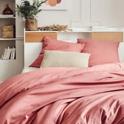 alinea Parure De Lit*Linge de lit uni en coton - ricin Rouge
