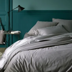 alinea Parure De Lit*Linge de lit uni en coton - restanque Gris