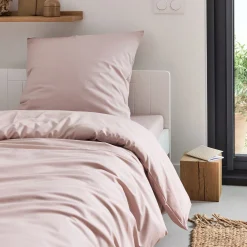 alinea Parure De Lit*Linge de lit uni en coton - rosa Rose
