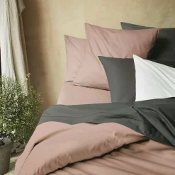 alinea Parure De Lit*Linge de lit uni en coton - rosa Rose