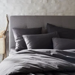 alinea Parure De Lit*Linge de lit uni en coton - ardoise Gris