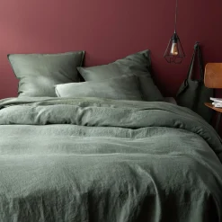 alinea Parure De Lit*Linge de lit uni en lin lavé - cèdre Vert