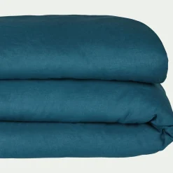 alinea Parure De Lit*Linge de lit uni en lin lavé - figuerolles Bleu