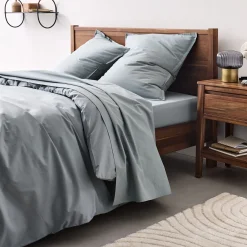 alinea Parure De Lit*Linge de lit uni en percale - calaluna Bleu