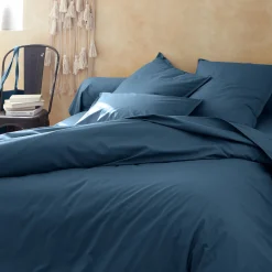 alinea Parure De Lit*Linge de lit uni en percale de coton - figuerolles Bleu