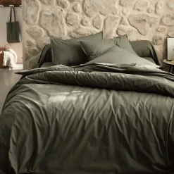 alinea Parure De Lit*Linge de lit uni en percale de coton - cèdre Vert