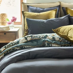 alinea Parure De Lit*Linge de lit uni en percale de coton - ardoise Gris