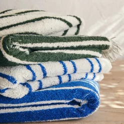 alinea Serviette Invité*Linge de toilette à rayures en coton - Vert