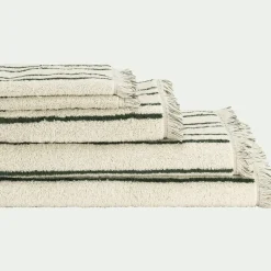 alinea Serviette Invité*Linge de toilette à rayures en coton - Vert