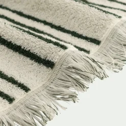 alinea Serviette Invité*Linge de toilette à rayures en coton - Vert