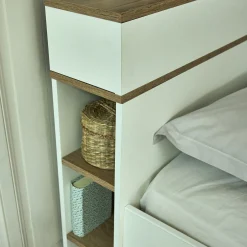 alinea Lit Adulte*Lit 2 places avec tête de lit en bois 160x200cm - Blanc