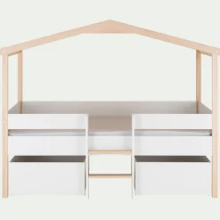 alinea Lit Enfant|Lit Enfant*Lit cabane 1 place en bois 90x200 cm - Blanc