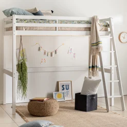 alinea Lit Enfant|Lit Enfant*Lit enfant haut 1 place en pin 90x200cm - Blanc