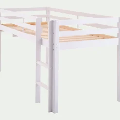 alinea Lit Enfant|Lit Enfant*Lit enfant mi-haut 1 place en pin massif 90x200cm - Blanc